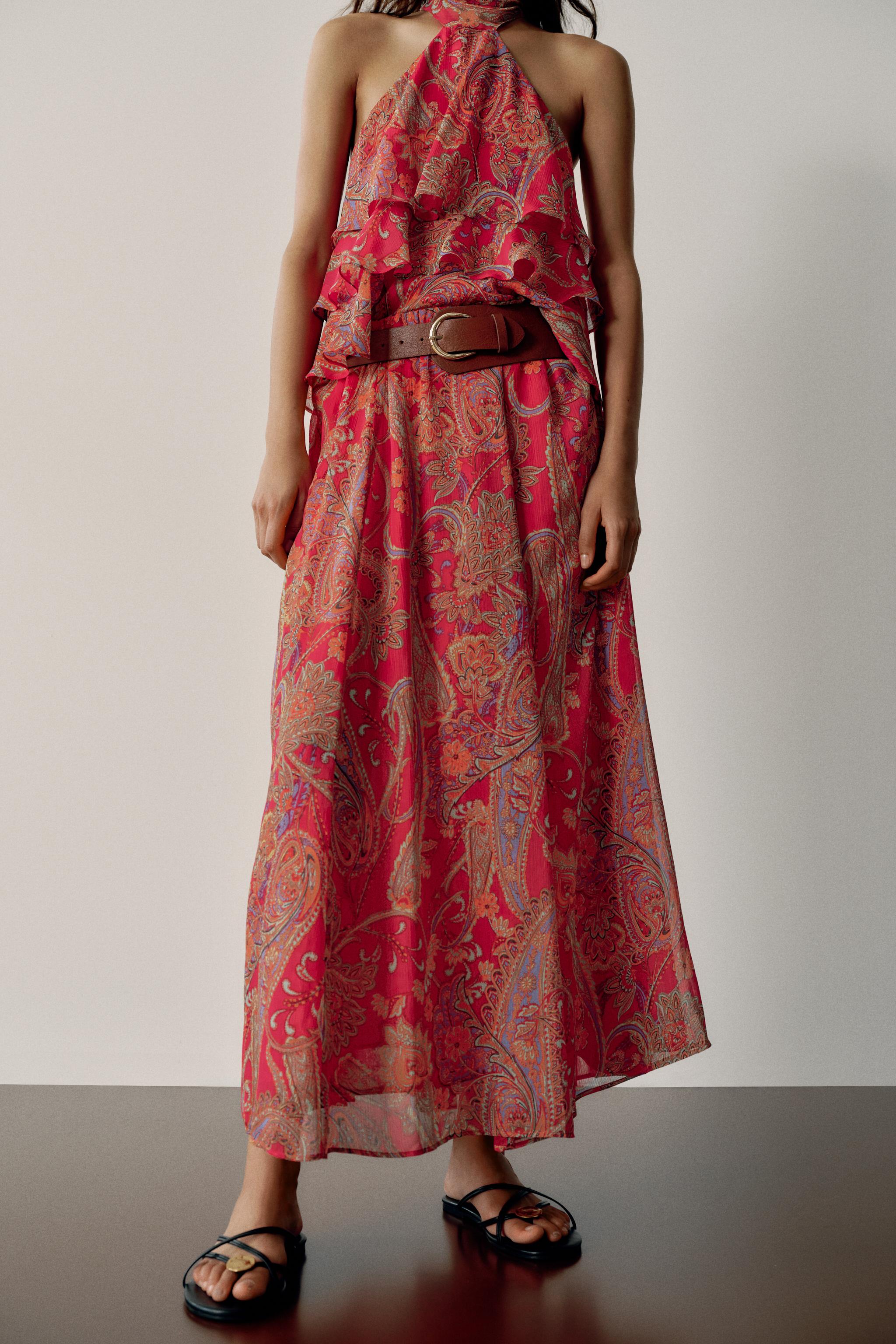 BELTED PRINTED SKIRT